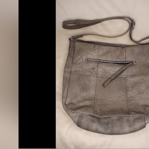 Day And Mood Leather Pleated Smocked Bohemian Distressed Hobo Crossbody Moto Bag - Picture 5 of 9